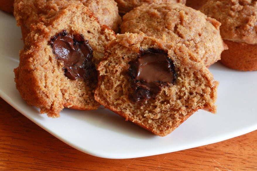 Whole wheat banana buttermilk nutella chocolate truffle muffins crumb topping recipe